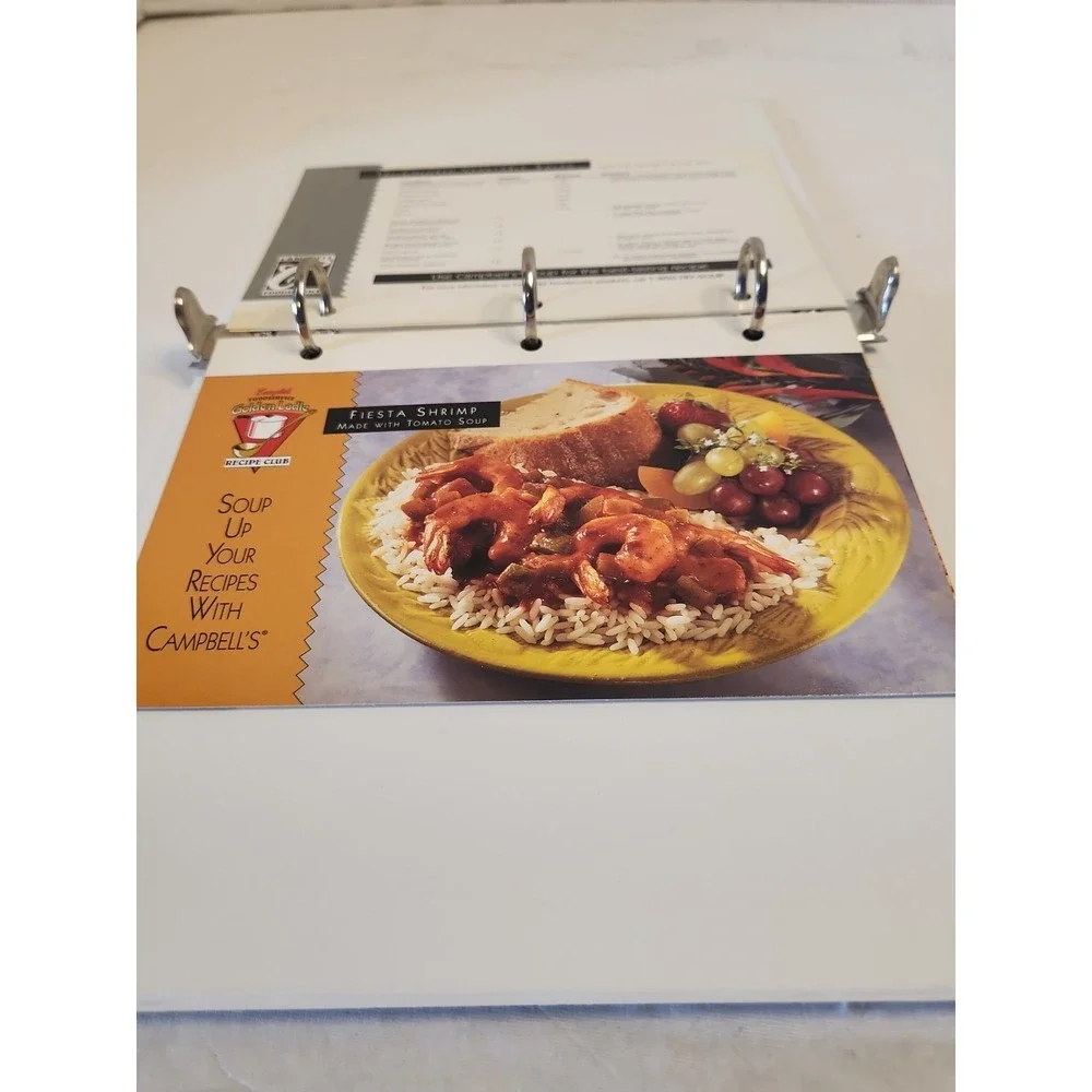 Vintage Campbell's Foodservice Golden Ladle Recipe Binder 1996 w/ 10 Bulk Cards